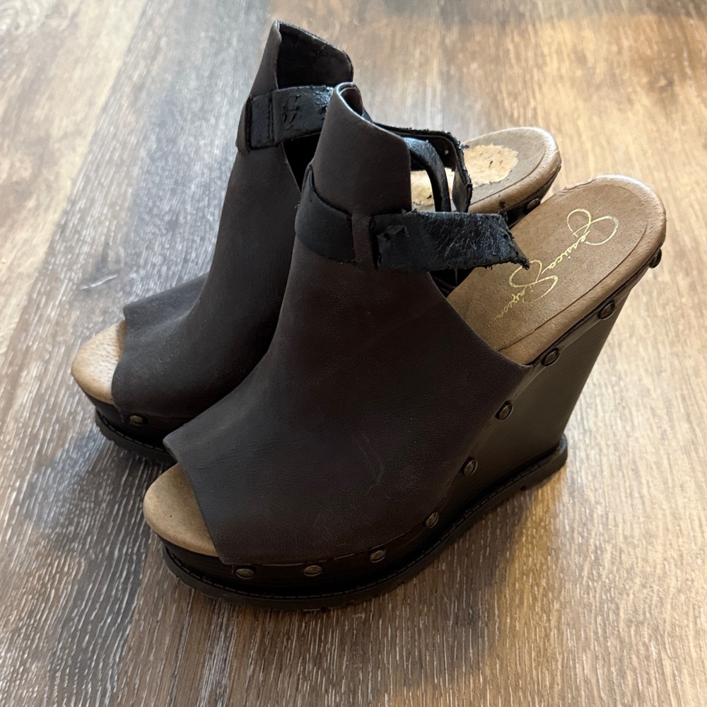 Jessica Simpson Dark Brown Wedge Sandals